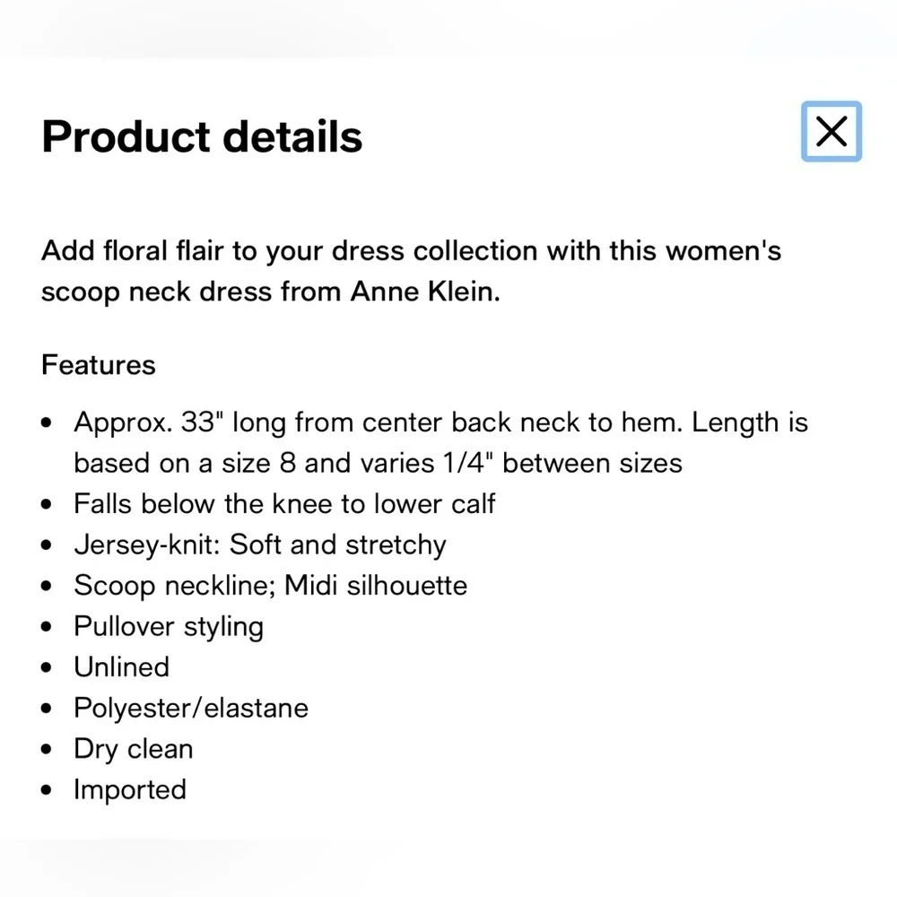 Anne Klein Women’s Scoop Neck Sleeveless Midi Dress- Size 8 - Picture 5 of 13